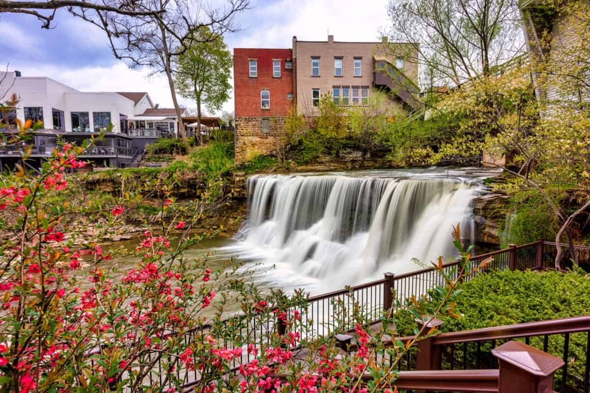 The falls in downtown Chagrin Falls, Ohio